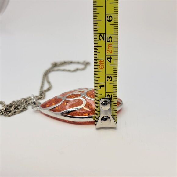 Orange Acrylic Glass Pendant Necklace - Picture 6 of 8